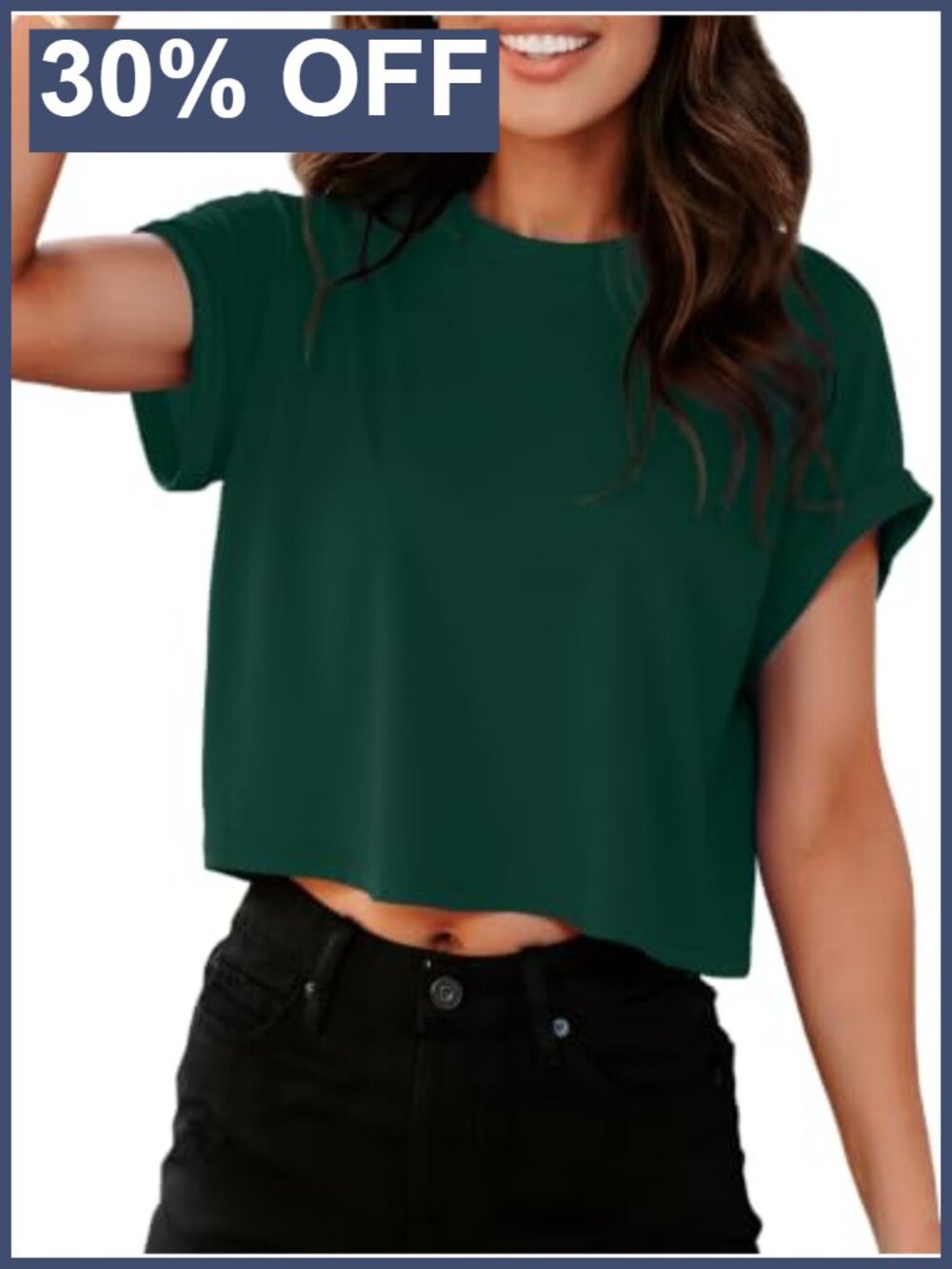 Womens Crop Top Short Sleeve Loose Fit Crewneck Casual Basic Tee
